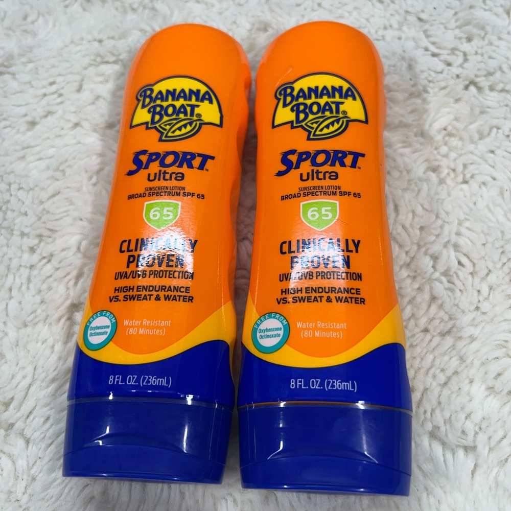 Lot Of 2- Banana Boat Ultra Sport Sunscreen Lotion SPF 65 - 8 fl oz